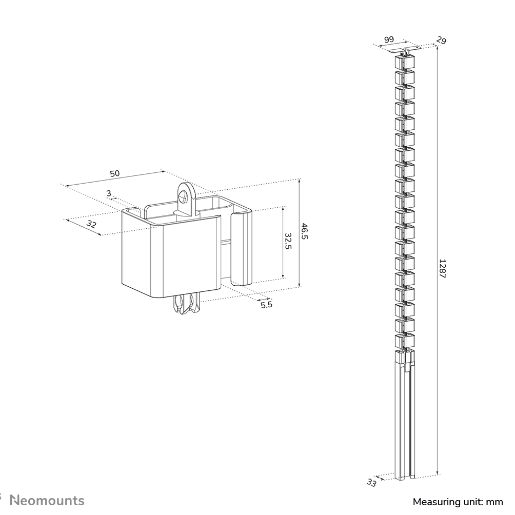 Neomounts ADS06-133WH Spina vertebrale - fisagio a vite - universale